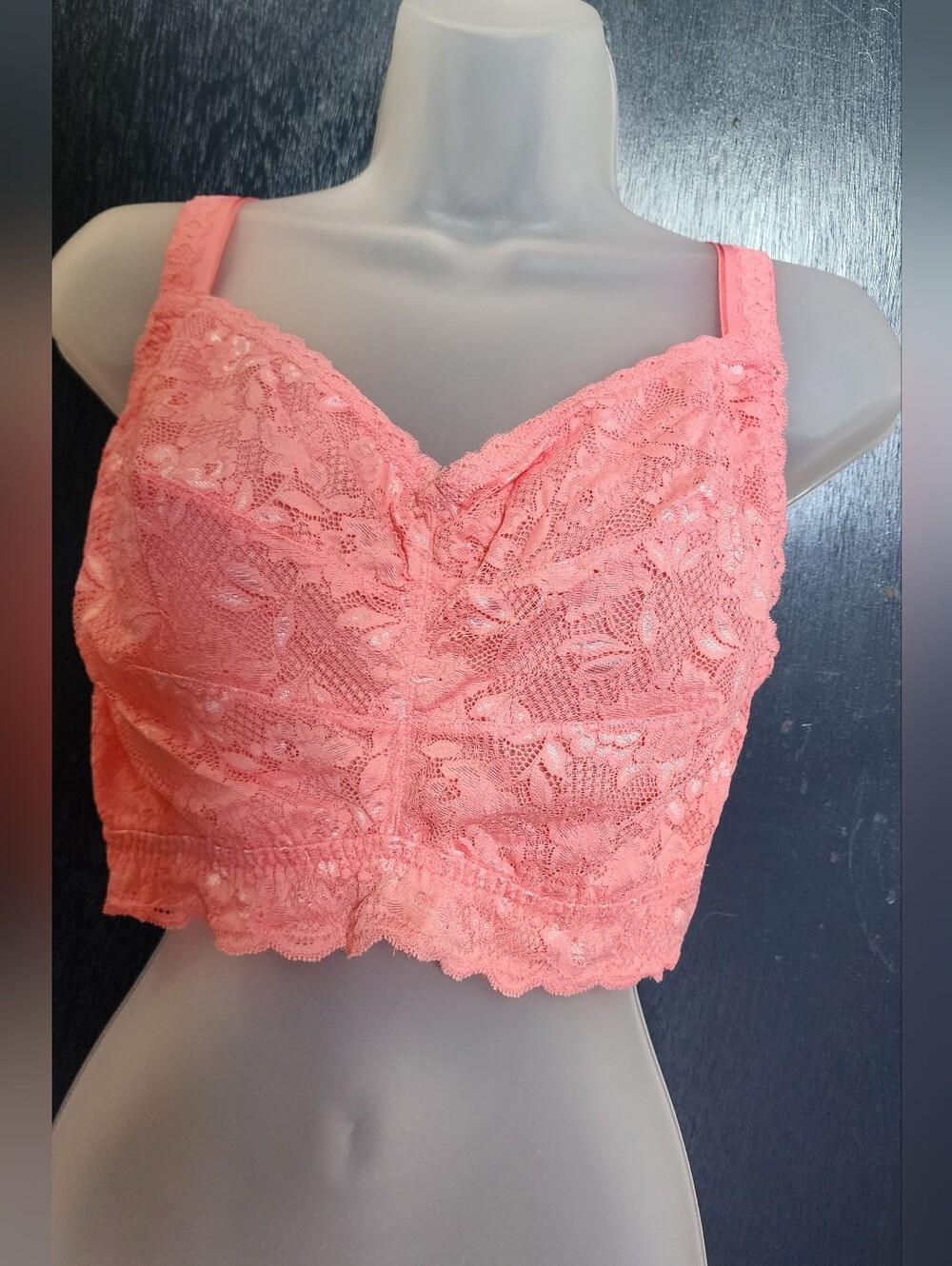 Casabella Lace Bralette Crop Top - Coral Pink